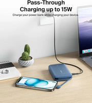 Belkin BoostCharge 10000mAh Power Bank with Integrated USB-C Cable - Blue