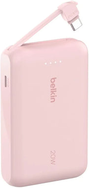 Belkin BoostCharge 10000mAh Power Bank with Integrated USB-C Cable - Pink