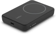 Belkin 5000mAh Magnetic Wireless Power Bank, Portable Charger Compatible with MagSafe with Pass-thru Charging, 7.5W Output, 10W Input and Kickstand, Compatible with iPhone 17, Air, Pixelsnap – Black