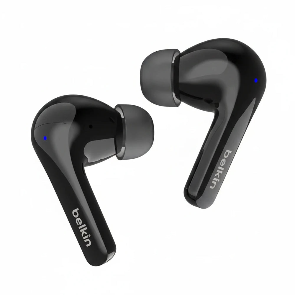 Belkin SoundForm™ Motion True Wireless Earbuds, Noise Cancelling Ear Buds with Wireless Charging Case & Dual Microphone - IPX5 Water Resistant Bluetooth Headphones for iPhone & Samsung - Black