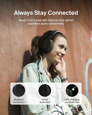 Belkin SoundForm Surround Bluetooth Over-Ear Headphones, Environmental Noise Cancelling Headphones, Wireless with 60H Playtime & Soft Ear Cups for iPhone, Galaxy, iPad, Travel, Home, or Office - Black