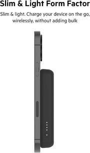 Belkin 5000mAh Magnetic Wireless Power Bank, Portable Charger Compatible with MagSafe with Pass-thru Charging, 7.5W Output, 10W Input and Kickstand, Compatible with iPhone 17, Air, Pixelsnap – Black