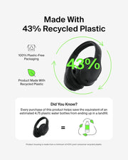 Belkin SoundForm Surround Bluetooth Over-Ear Headphones, Environmental Noise Cancelling Headphones, Wireless with 60H Playtime & Soft Ear Cups for iPhone, Galaxy, iPad, Travel, Home, or Office - Black