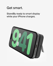 Belkin 5000mAh Magnetic Wireless Power Bank, Portable Charger Compatible with MagSafe with Pass-thru Charging, 7.5W Output, 10W Input and Kickstand, Compatible with iPhone 17, Air, Pixelsnap – Black