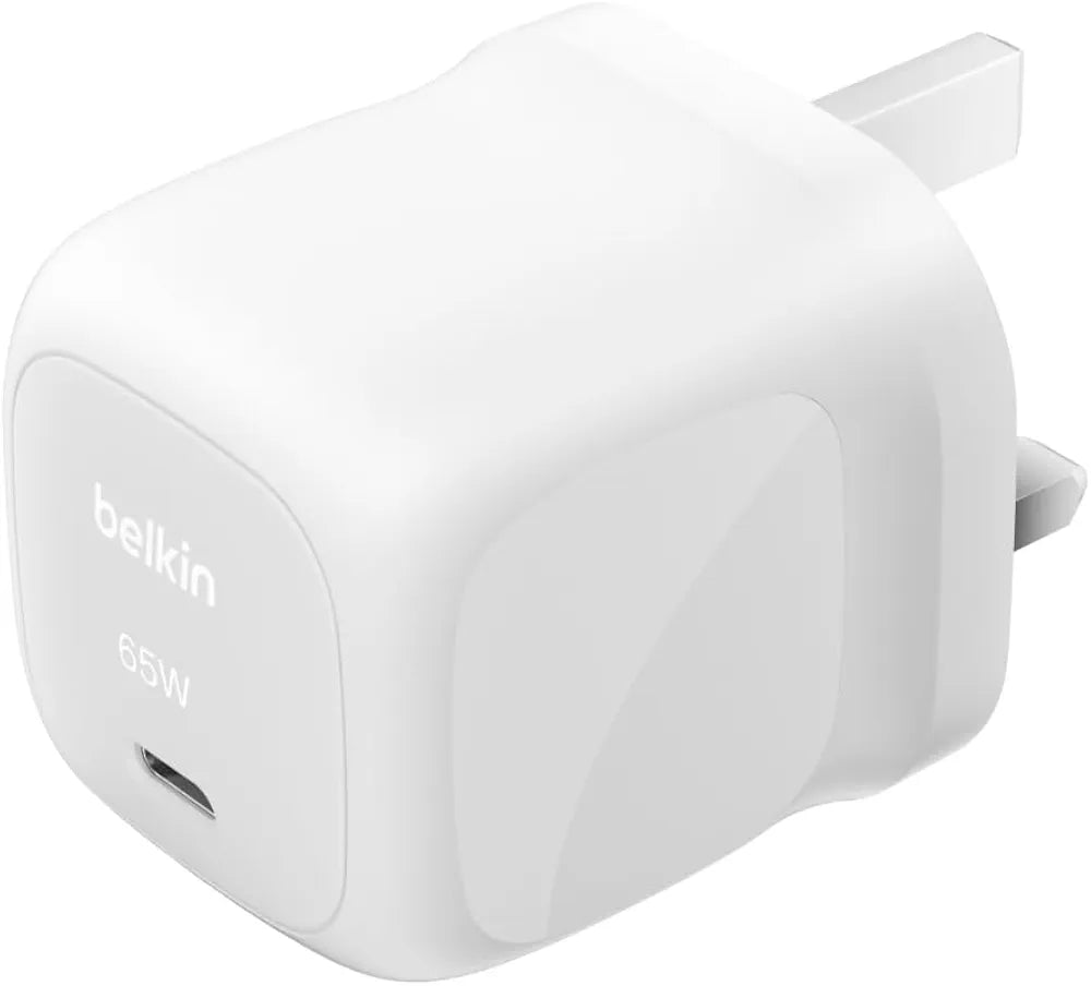 Belkin USB-C Plug 65W, Fast Charging Wall Charger, Type C Phone Charger - Compatible with Apple iPhone 16/15/14/13, Galaxy S25, Google Pixel 9, MacBook, iPad, AirPods, Chromebook, & More - White