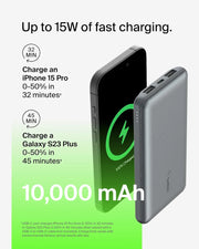 Belkin BoostCharge 10000mAh Power Bank with USB-C and USB-A Ports - Grey