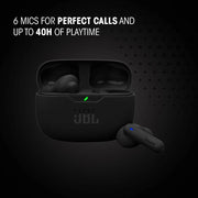 JBL Wave Beam 2 Adaptive Noise Cancelling with Smart Ambient True Wireless Earbuds, Deep Bass, Comfort Fit, 40H Battery, Hands-Free + VoiceAware, Water and Dust Resistant - Black, JBLWBEAM2BLK
