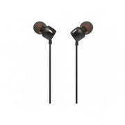 JBL Tune 110 Wired In-Ear Headphones, Deep and Powerful Pure Bass Sound, 1-Button Remote/Mic, Tangle-Free Flat Cable, Ultra Comfortable Fit - Black, JBLT110BLK