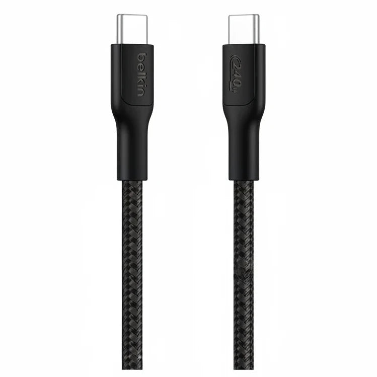 Belkin Eco Braided USB-C to USB-C Cable  - Soft, Flexible Fast-Charging Cable, Type C Charger Cord for iPhone 16, Galaxy S25, Pixel 9, MacBook, iPad Pro, & More - Black 