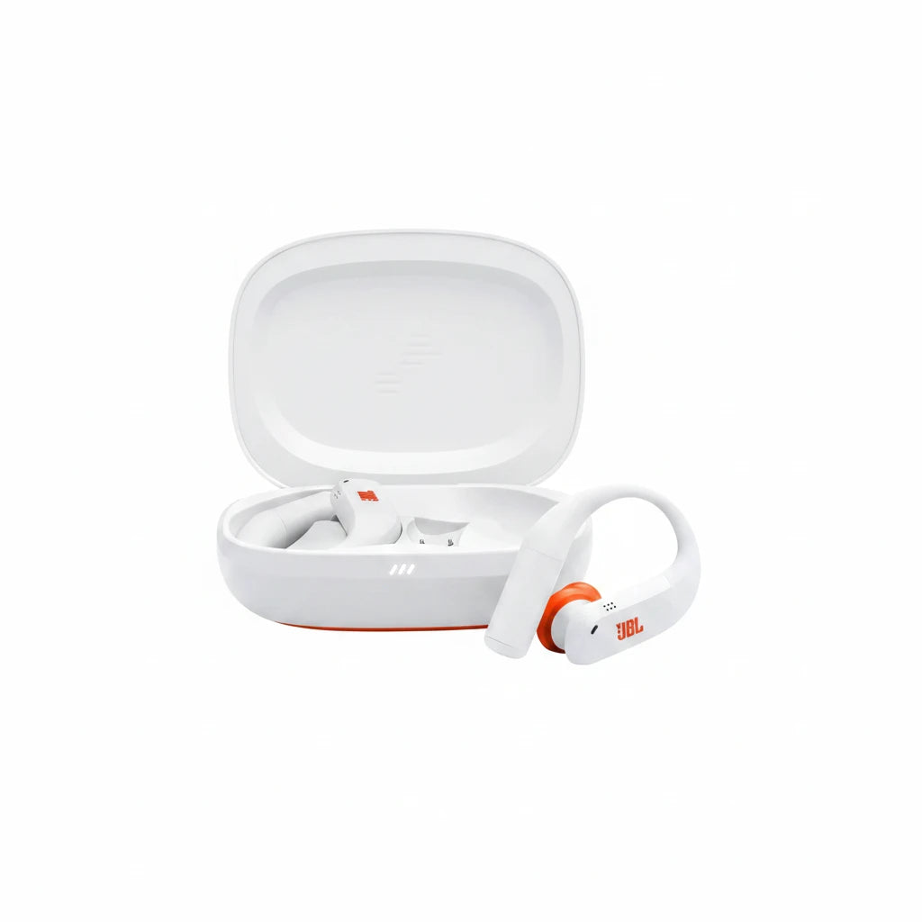 JBL Endurance Peak 4 Waterproof Wireless Sports Earbuds with Noise Cancelling and 48-Hour Battery - White
