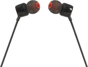 JBL Tune 110 Wired In-Ear Headphones, Deep and Powerful Pure Bass Sound, 1-Button Remote/Mic, Tangle-Free Flat Cable, Ultra Comfortable Fit - Black, JBLT110BLK