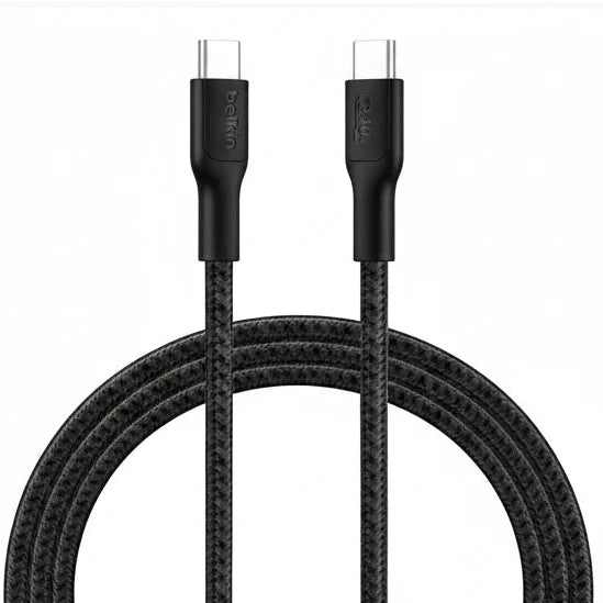 Belkin Eco Braided USB-C to USB-C Cable  - Soft, Flexible Fast-Charging Cable, Type C Charger Cord for iPhone 16, Galaxy S25, Pixel 9, MacBook, iPad Pro, & More - Black 
