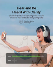 Belkin SoundForm Surround Bluetooth Over-Ear Headphones, Environmental Noise Cancelling Headphones, Wireless with 60H Playtime & Soft Ear Cups for iPhone, Galaxy, iPad, Travel, Home, or Office - Sand