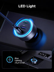 UGREEN Car Charger Fast Charging 30W 3Ports 2USB C+USB A Power Car Adapter