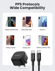 UGREEN 25W Galaxy Charger Set with USB C Cable 2M, Fast Charging Plug