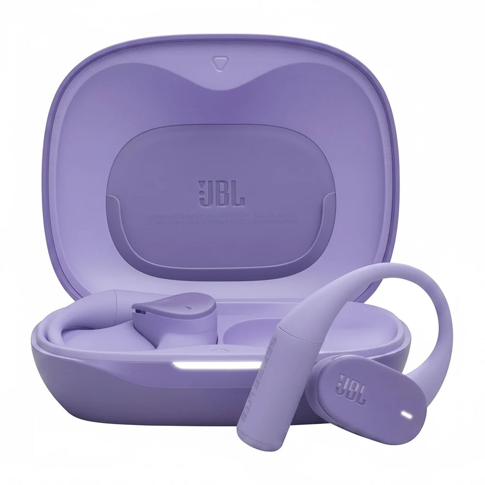 JBL Sense Lite Wireless Open-Ear Earbuds with Ear Hooks, IP54 Water-Resistant, 32-Hour Battery, Purple