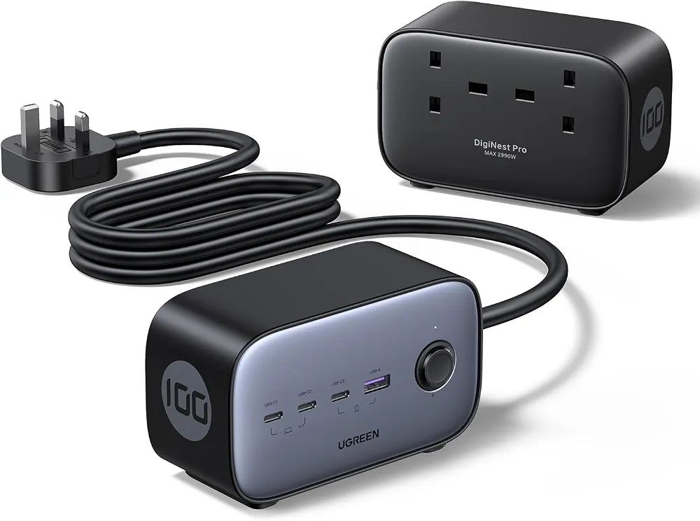 UGREEN 6-in-1 Power Strip 100W GaN Nexode Charging Station with 2AC Outlets