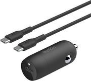 Belkin BoostCharge 30W Fast Car Charger, Compact Design with USB-C Power Delivery Port, USB-C to USB-C Cable Included, Universal Compatibility for iPhone 16, 15, Galaxy S23, Note and More - Black