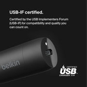 Belkin BoostCharge 30W Fast Car Charger, Compact Design with USB-C Power Delivery Port, USB-C to USB-C Cable Included, Universal Compatibility for iPhone 16, 15, Galaxy S23, Note and More - Black