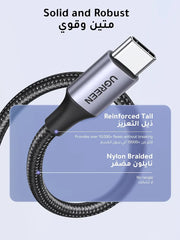 UGREEN Type C Cable 1M，Braided 18W USB A to USB C Fast Charging Cable