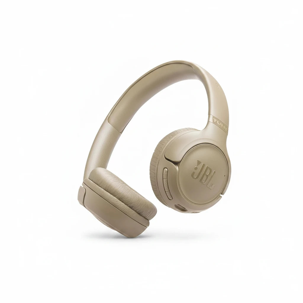 JBL Tune 530BT Wireless On-Ear Bluetooth Headphones with Pure Bass Sound, 76H Battery Life, Dual Beamforming Mics, Multi-Point Bluetooth 6.0, Foldable & Lightweight – Beige 