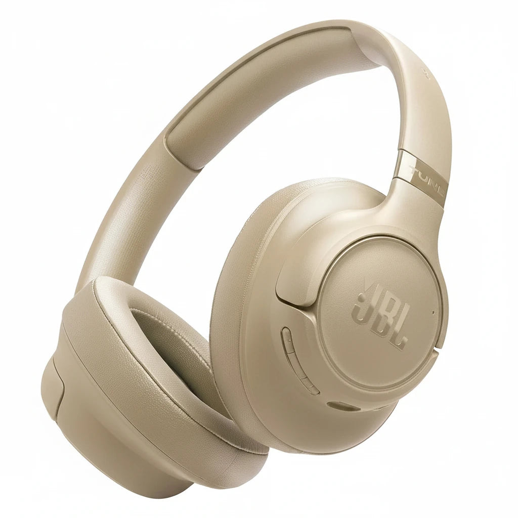 JBL Tune 730BT Wireless Over-Ear Bluetooth Headphones - Pure Bass, 76H Battery, Dual Mics, Multi-Point, Foldable - Beige