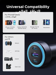 UGREEN Car Charger Fast Charging 30W 3Ports 2USB C+USB A Power Car Adapter