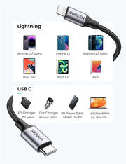 UGREEN Type C to Lightning Cable 1M for iPhone 17/16/15/14/13/12/11/10,iPad