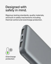 Belkin BoostCharge 10000mAh Power Bank with USB-C and USB-A Ports - Grey