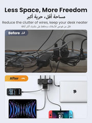 UGREEN 6-in-1 Surge Protector Power Strip with 3 AC Outlets & 3 USB Ports