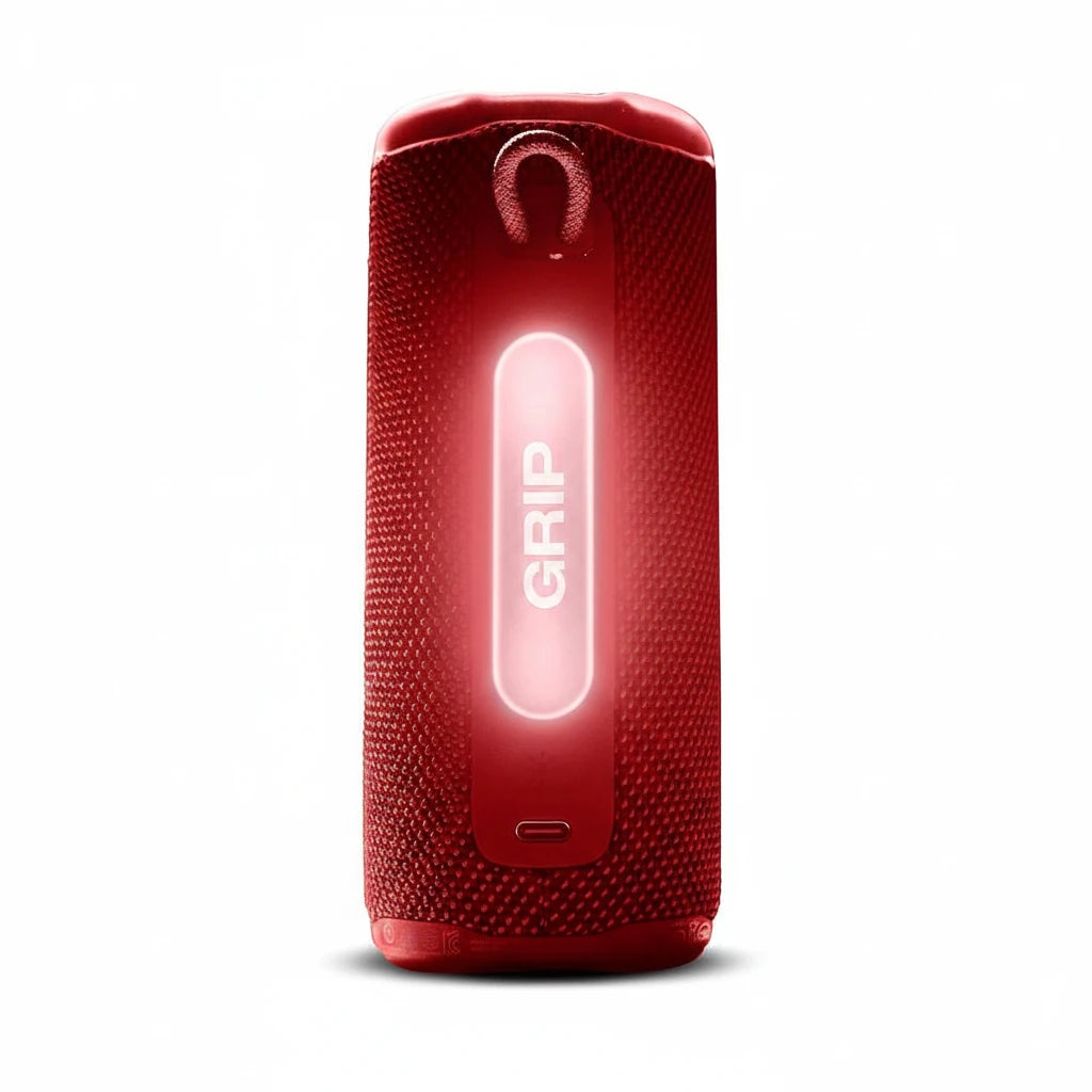 JBL Grip Compact Bluetooth Speaker with AI Sound Boost, IP68 Waterproof, 14-Hour Battery, and Auracast - Red
