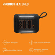 JBL Go 5 Ultra-Portable Bluetooth Speaker with Ambient Edge Lighting, IP68 Waterproof, 10H Playtime, and Auracast
