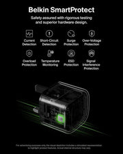 Belkin 2-Port USB-C Plug 50W, Dual-Port GaN Charger with 2x USB C Ports, Fast Charging for MacBook, iPhone 17, iPad Pro, Chromebook, Galaxy S25 Ultra, Pixel 10, etc. - Travel Essentials - Black