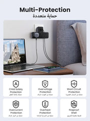 UGREEN 6-in-1 Surge Protector Power Strip with 3 AC Outlets & 3 USB Ports