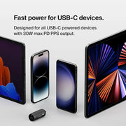 Belkin BoostCharge 30W Fast Car Charger, Compact Design with USB-C Power Delivery Port, USB-C to USB-C Cable Included, Universal Compatibility for iPhone 16, 15, Galaxy S23, Note and More - Black