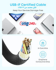 Anker Zolo USB C to USB C Cable, Braided and Dirt-Free Type C Fast Charging Cable, Slim Connector, for iPhone 17/16 Series, MacBook