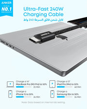 Anker Zolo USB C to USB C Cable, Braided and Dirt-Free Type C Fast Charging Cable, Slim Connector, for iPhone 17/16 Series, MacBook