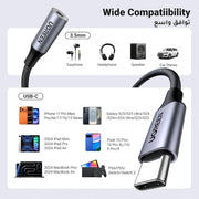 UGREEN USB C to 3.5mm Adapter With Braided Compatible with iPhone 16 Grey