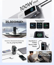 Anker Power Bank, 25,000mAh 165W Ultra-Fast Portable Charger for Dual Laptops, Fast Charging Battery Pack with Built-In and Retractable Cables, For iPhone 17/16 Series, Samsung, and More
