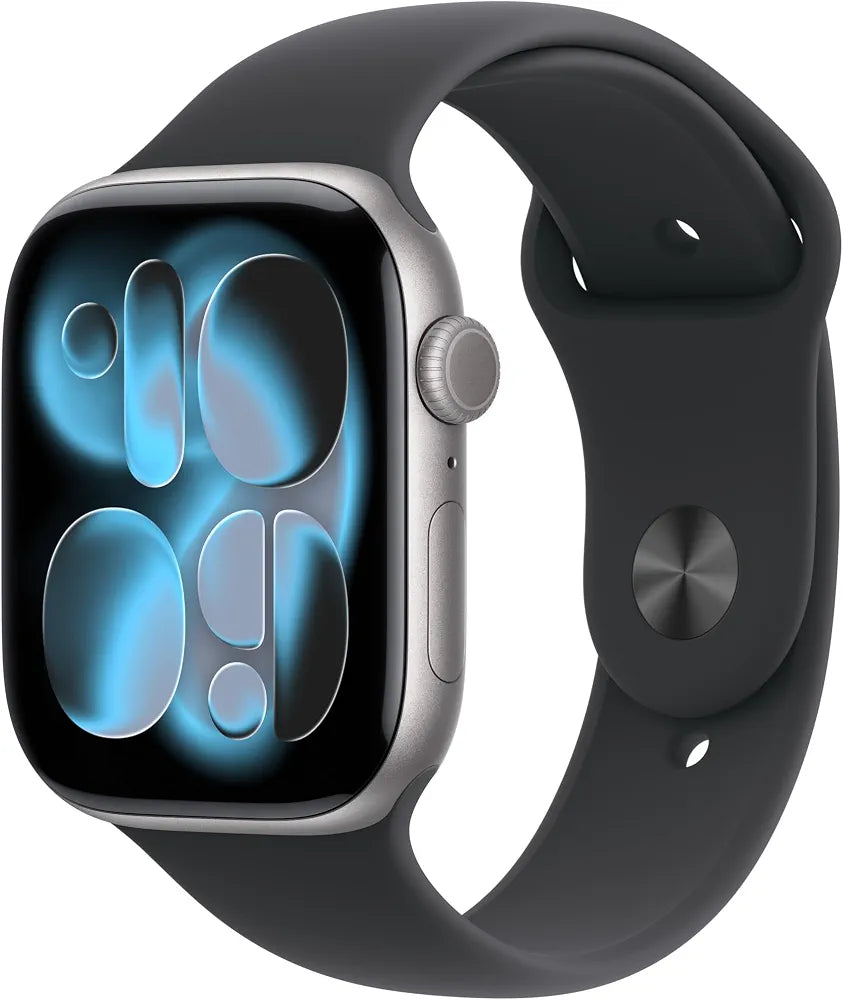 Apple Watch Series 11 GPS 42mm Smartwatch with Space Grey Aluminium Case with Black Sport Band S/M. Sleep Score, Fitness Tracker, Health Monitoring, Always-On Display, Water Resistant