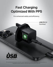 Belkin USB-C Plug 25W - USB-C Phone Charger PD 3.0 Fast Charging with PPS for Apple iPhone 17, iPhone Air, iPhone 16, Samsung Galaxy S25, Pixel 10, Nintendo Switch, & More - Black