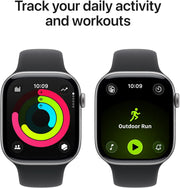 Apple Watch Series 11 GPS 42mm Smartwatch with Space Grey Aluminium Case with Black Sport Band S/M. Sleep Score, Fitness Tracker, Health Monitoring, Always-On Display, Water Resistant