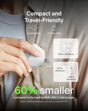 Belkin Compact Wall Charger 45W + USB-C to USB-C Cable, Fast Charging for Apple iPhone 17, iPhone Air, iPhone 16 Serie, Samsung Galaxy S25, Google Pixel, iPad, AirPods & More - White