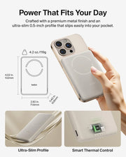 Belkin BoostCharge 5000mAh Magnetic Power Bank with Magnetic Ring - Sand