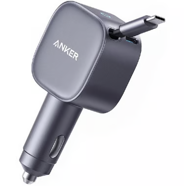 شاحن سيارة Anker Nano 75W PD مع كابل USB-C قابل للسحب