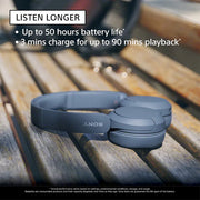 Sony WH-CH520 Wireless Headphones, 50 hours battery life, Clearer hands-free calling, Multipoint Connection, On-ear style, Blue, UAE Version - 1-Year warranty