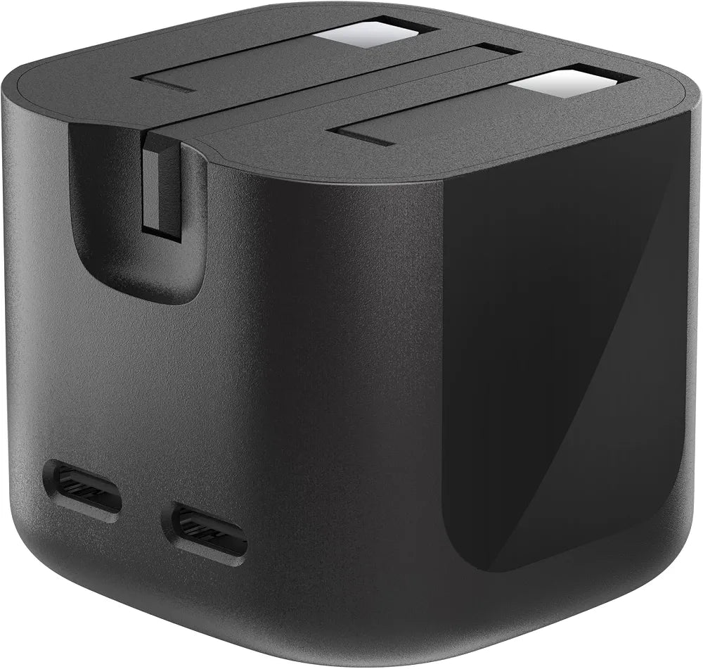 Belkin 2-Port USB-C Plug 50W, Dual-Port GaN Charger with 2x USB C Ports, Fast Charging for MacBook, iPhone 17, iPad Pro, Chromebook, Galaxy S25 Ultra, Pixel 10, etc. - Travel Essentials - Black