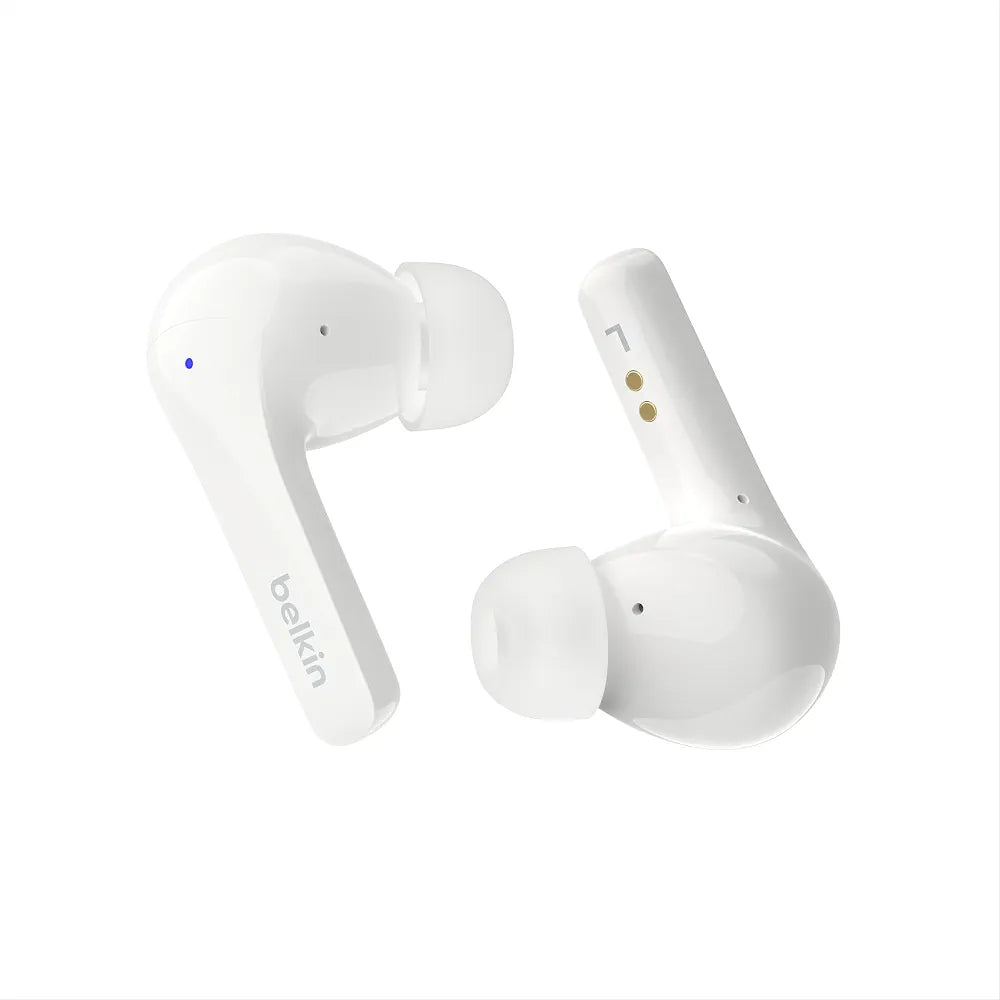 Belkin SoundForm Motion True Wireless Earbuds, Noise Cancelling Ear Buds with Wireless Charging Case & Dual Microphone - IPX5 Water Resistant Bluetooth Headphones for iPhone & Samsung - White
