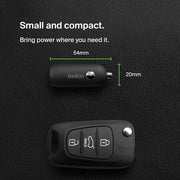 Belkin BoostCharge 30W Fast Car Charger, Compact Design with USB-C Power Delivery Port, USB-C to USB-C Cable Included, Universal Compatibility for iPhone 16, 15, Galaxy S23, Note and More - Black