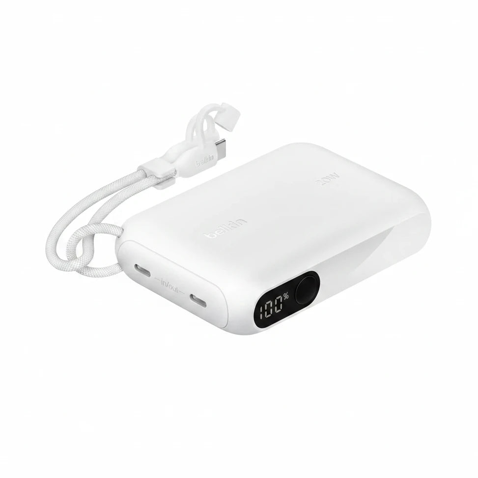 Belkin BoostCharge 10000mAh Power Bank with Digital Battery Display - White